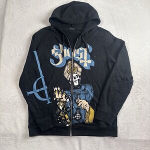 Y2K Ghost Band Handful of Demons Full Zip Black Long Sleeve Hoodie Men's XL